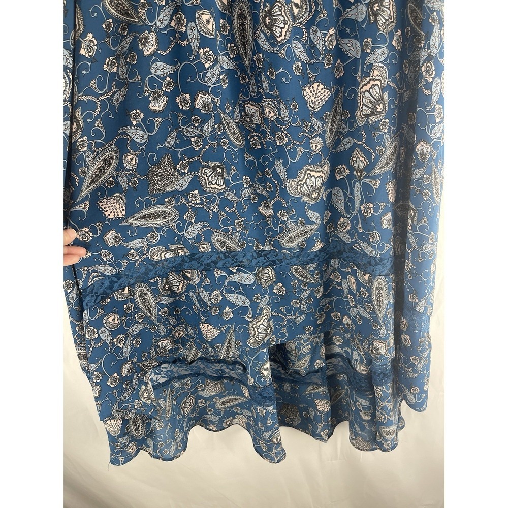 Boutique Womens 0X High Low Flowy Tiered Sleeveless Teal Lightweight Sundress - Picture 5 of 14